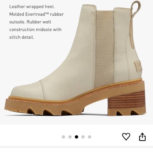 Sorel Joan Now Chelsea boot pull on size 9 cream snakeskin - Picture 13 of 16